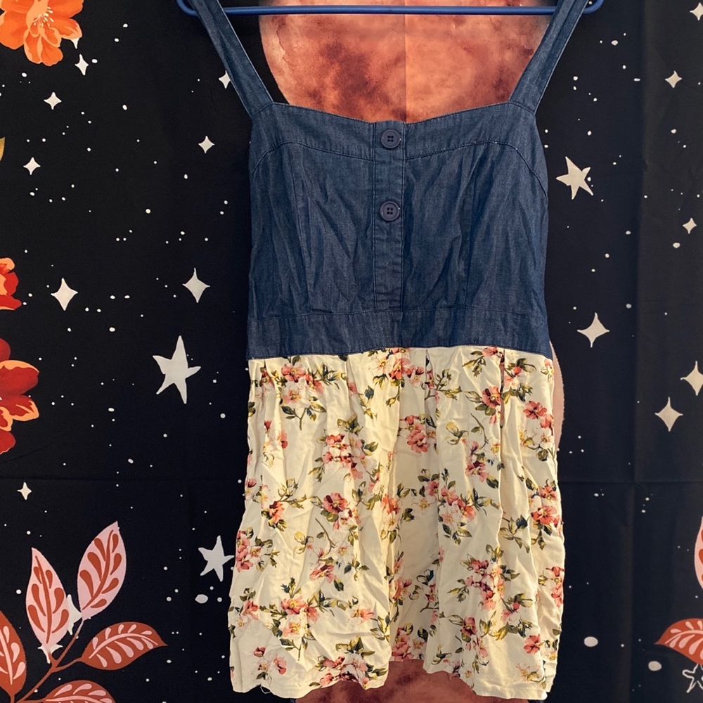 Denim & Floral Tank or Halter Babydoll Top